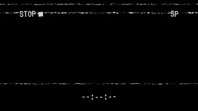 VHS Stop video tape vintage on black background. Retro analog TV. 4K video