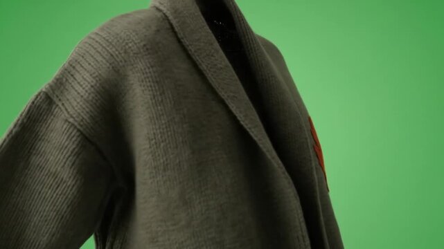 Green Screen Nature & Environment Stylish Brown Jacket with Leaf Patch on Green Screen Background