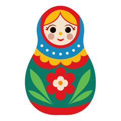 Colorful matryoshka dolls vector on white background.