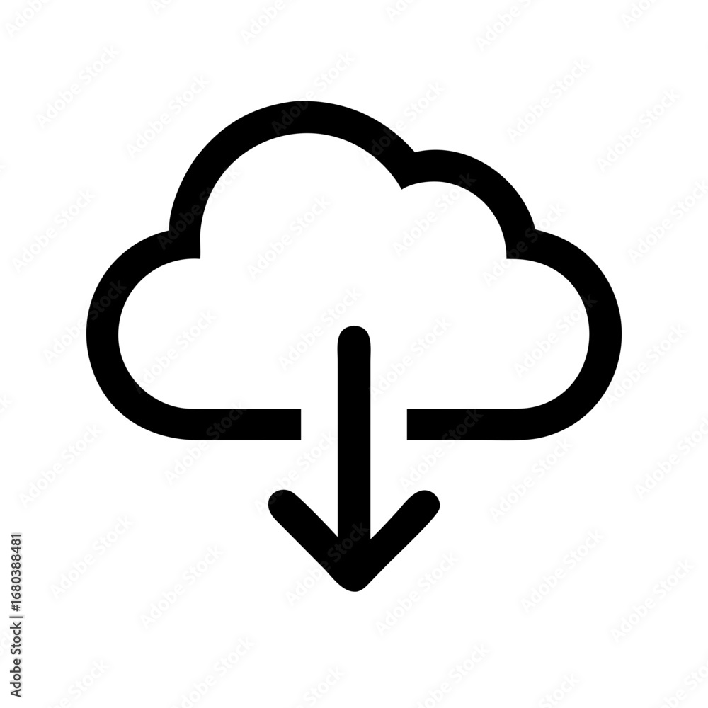 Poster cloud download icon vector illustration for website and graphic design resources and ui design eleme