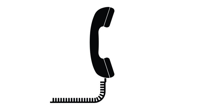 Silhouette of a Classic Telephone Handset with Cord, Emphasizing Communication and Nostalgia from the Pre-Digital Era