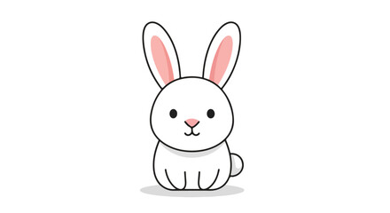 Obraz premium Charming Animated Rabbit Character with Delicate Pink Ear Details on Clear Backdrop suitable for children's illustrations and joyful digital content