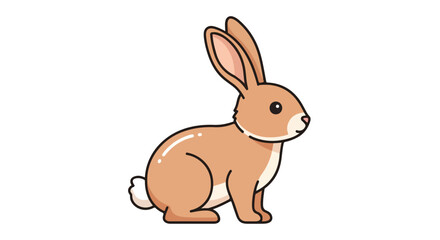 Obraz premium Illustration of an adorable tan colored rabbit with long ears isolated on a plain white backdrop designed in a cartoon style character