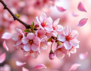 Obraz premium Delicate Pink Cherry Blossoms Dreamy Soft Focus