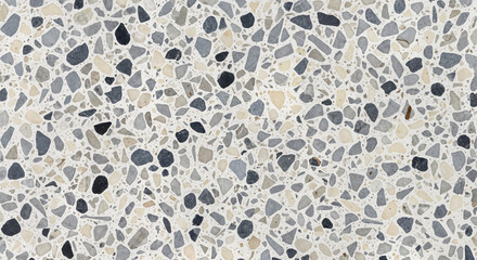 grey terrazzo with black, white, and brown chips, elegant and classic, ideal for flooring, countertops, or decorative accents

