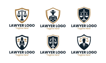 Elegant 6 Lawyer Logo Set for Law Firms, Attorneys, and Professional Branding