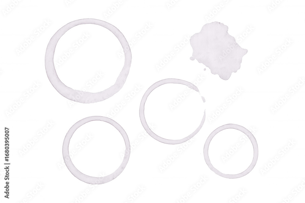 Poster white rings overlapping paint splatters on transparent backdrop, creating graphic design element wit