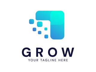 Fototapeta premium Modern grow Business with growth Rounded Triangle arrow movement logo vector design concept. Growth logotype symbol for digital finance, ui, technology, investment, business, web, financial tech.