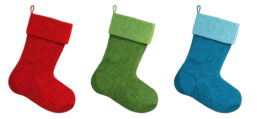 Three colorful Christmas stockings (1)