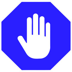 Obraz premium Black open hand silhouette inside a blue stop sign shape symbolizing warning or prohibition