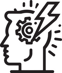 Brainstorming concept icon representing ideas and innovation with a lightning bolt silhouette