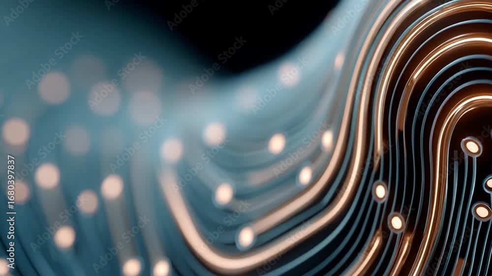 Aufkleber flowing metallic circuit wave technology loop glowing abstract connection motion flow futuristic glo