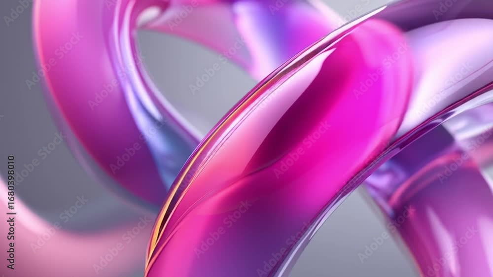 Poster abstract glossy pink loop ribbon with reflective gradient smooth surface modern technology loop crea