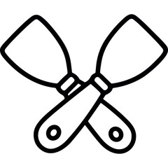 Outline icon of spatula or putty knife for construction and repair works