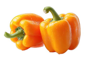 Two bright yellow bell peppers