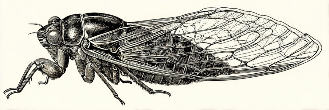 Cicada Illustration. Vintage Engraving of Native Cicala Septendecim in United States