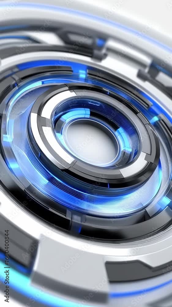 Poster futuristic technology loop circular interface glowing ring metallic blue hightech hub futuristic rin