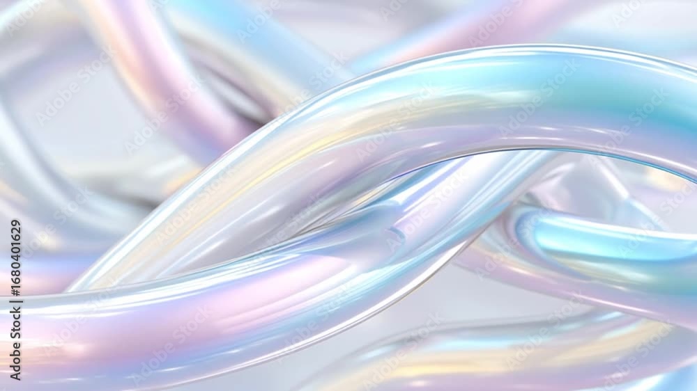 Poster pearl tube iridescent loop abstract swirl metallic sheen pastel gradient glossy surface smooth textu