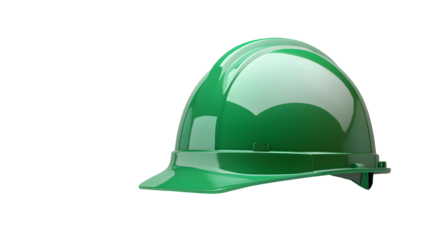 Green Plastic Hard Hat Safety Helmet on Transparent Background