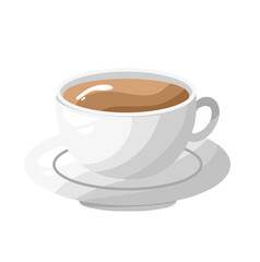 Cappuccino in White Cup Illustration Isolated on White Background