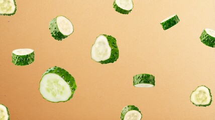 Green fresh ripe cucumbers vegetable slices