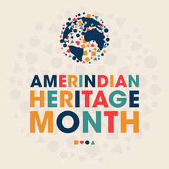 Amerindian Heritage Month, Colorful Poster, Banner Design Template.
