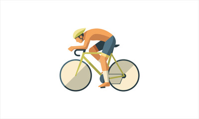 Cyclist in aerodynamic position, wearing helmet, riding a green bicycle.