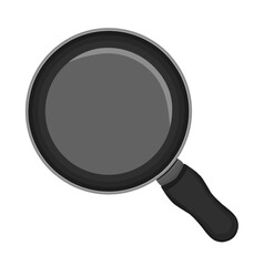 Black Frying Pan Utensil Illustration Isolated on White Background