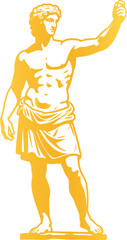 Golden Greek Mythology Statue Icon, Vector