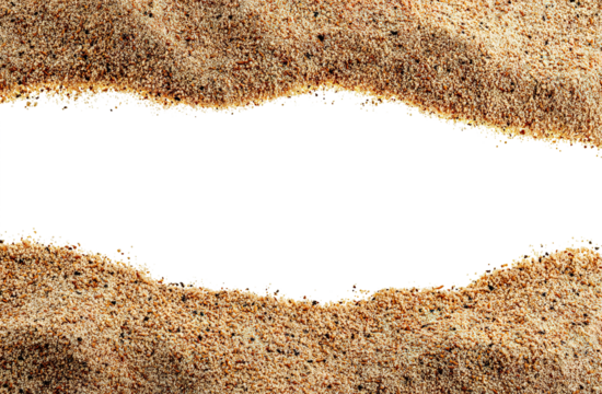 Beach sand frame, isolated on transparent cutout background