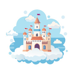 Medieval castle cartoon fairytale castle hand drawn design