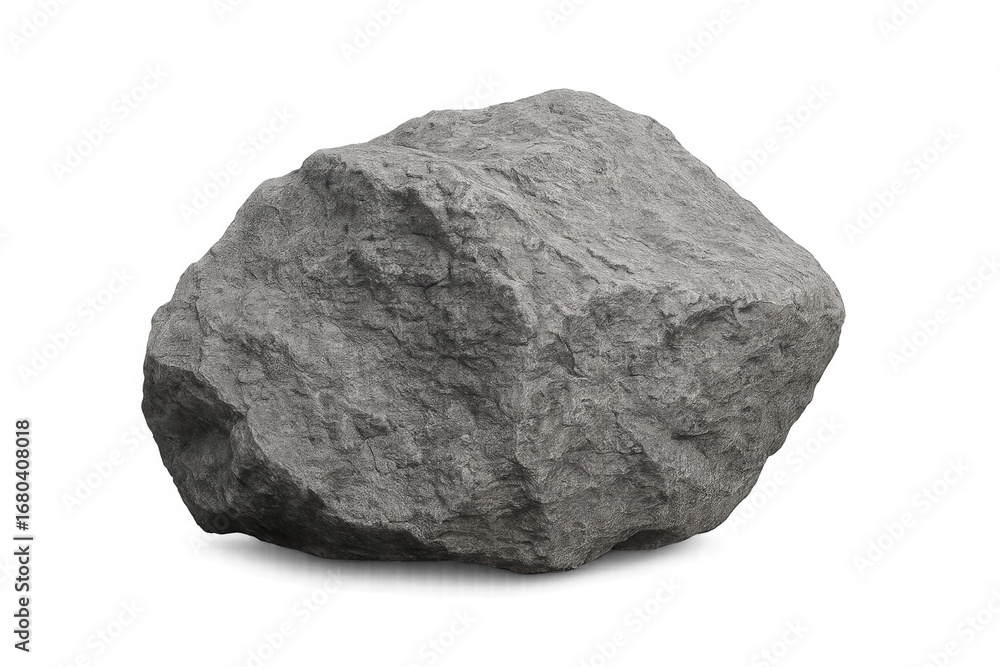 Poster grey rock isolated on transparent background, displaying rough texture and suitable for various desi