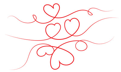 Heart border, continuous line art . Valentine's Day banner. vector illustration. EPS 10