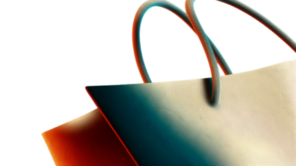 Shopping bag isolated on transparent background with a gradient color scheme