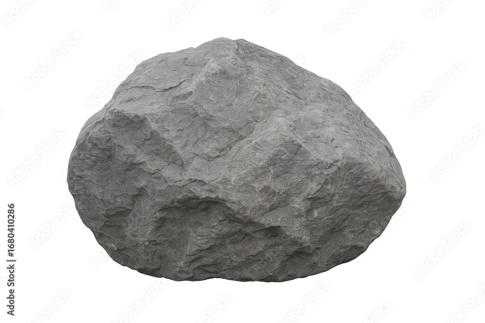 Poster grey rock with rough texture isolated on transparent background, perfect for compositing and photo m