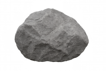 Grey rock with rough texture isolated on transparent background, perfect for compositing and photo manipulations