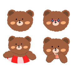 set of cute bear
