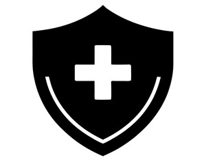 Medical Shield with Cross  simple   silhouette vector ,Health protection shield icon