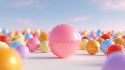 3D rendering of glossy_colorful spheres arranged
