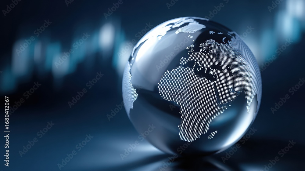 Aufkleber glowing globe with map details reflecting technological progress in a dark background.