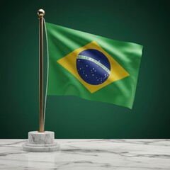 Brazilian Flag on Marble Stand: A Symbol of National Pride and Patriotism