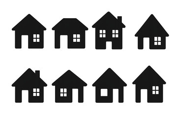 Black House Silhouettes Collection – Simple Vector Homes on Transparent Background