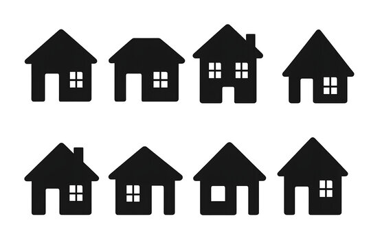 Black House Silhouettes Collection &ndash; Simple Vector Homes on Transparent Background