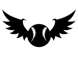 winged baseball  black silhouette vector,winged baseball   icon