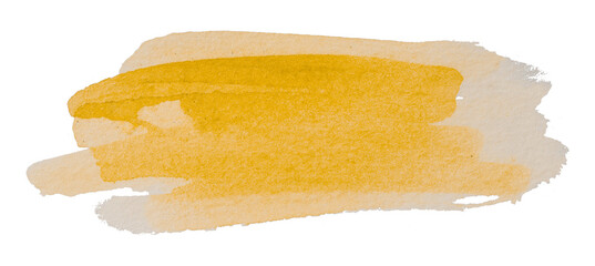 yellow watercolor background. Artistic hand paint. Isolated on transparent background.