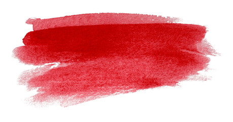 red watercolor background. Artistic hand paint. Isolated on transparent background.