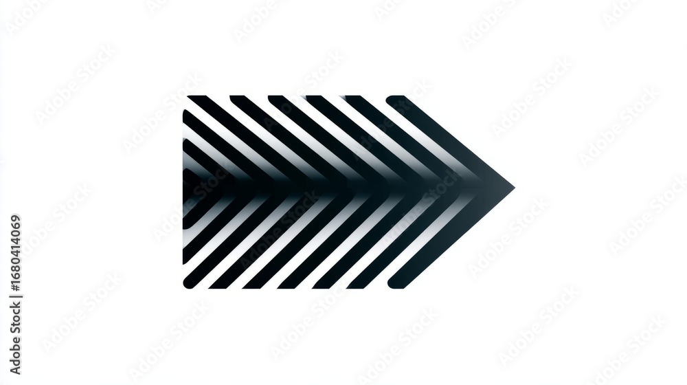 Poster black vector arrow isolated on white background with modern striped pattern, minimalist navigation p