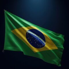Waving Brazilian Flag Against Dark Background: A Vibrant Display of National Pride