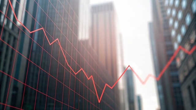 Abstract financial graph with red decline lines — representing economic meltdown and trading losses