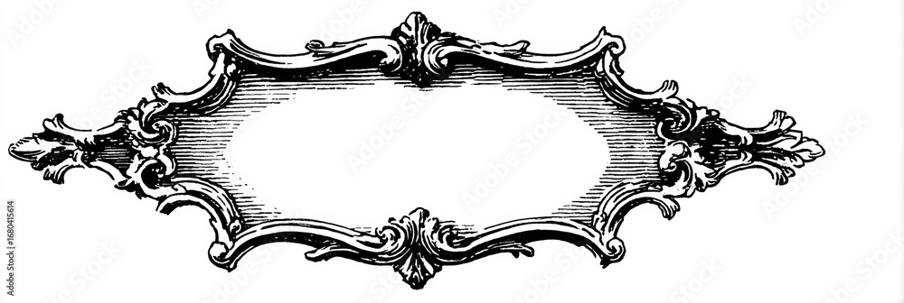Poster ornate vintage frame design with intricate detailing and an empty center for personalization